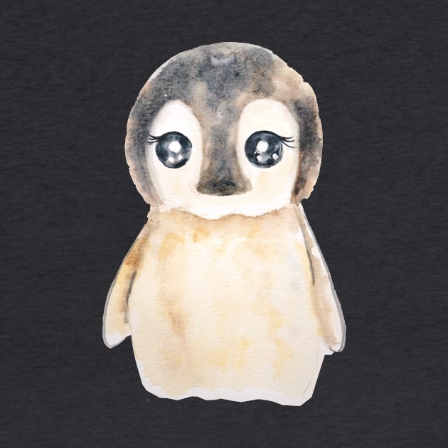 cute baby penguin watercolor by colorandcolor